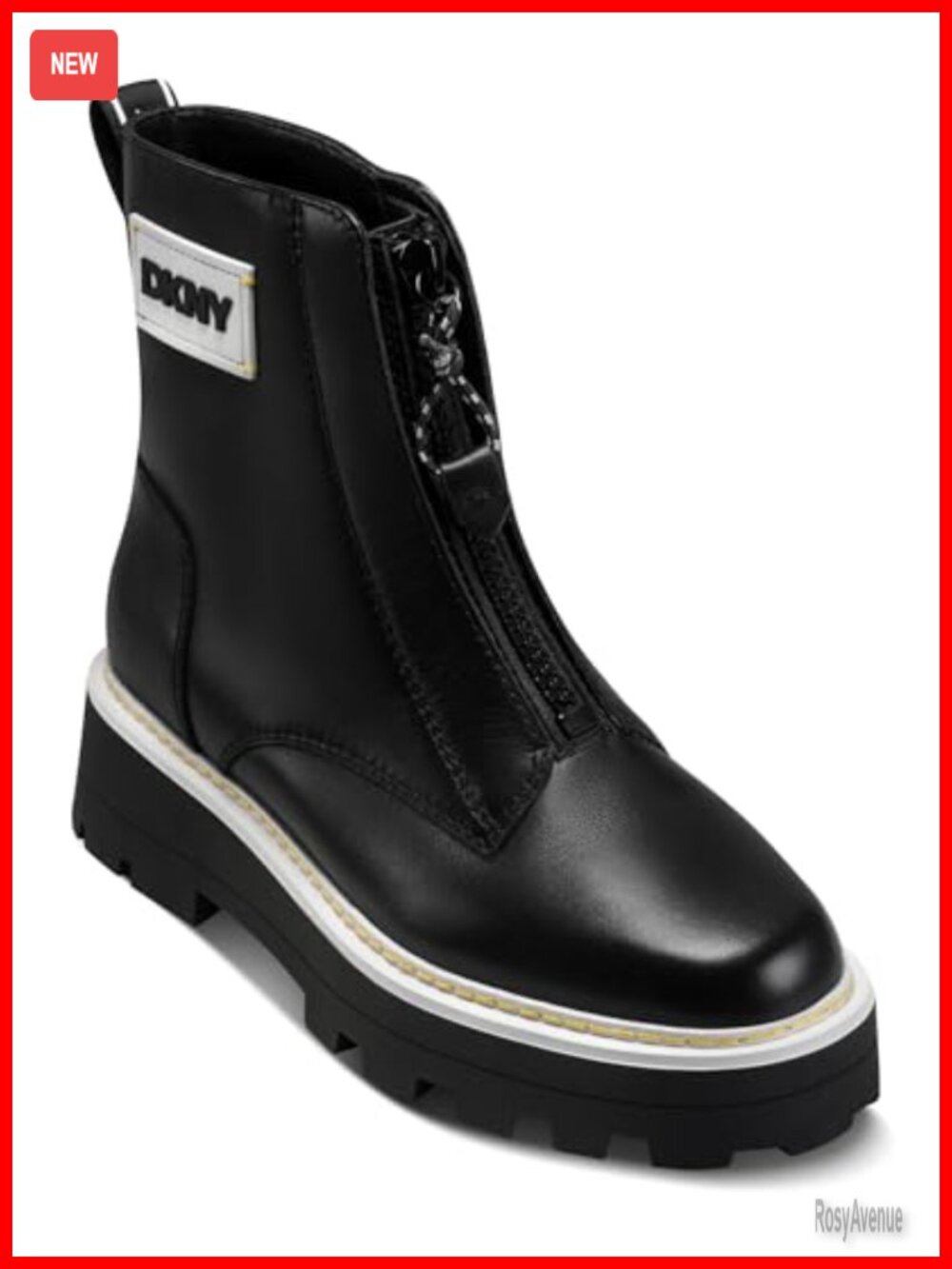 Lug Sole Ankle Bootie With Zipper Detail Block Heel Square Toe